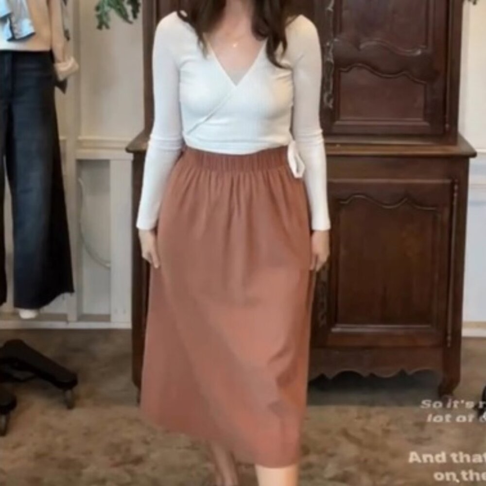 Neuflora Abilene Midi Skirt Autumn Clay Cotton Cottagecore Folk Milkmaid Size S